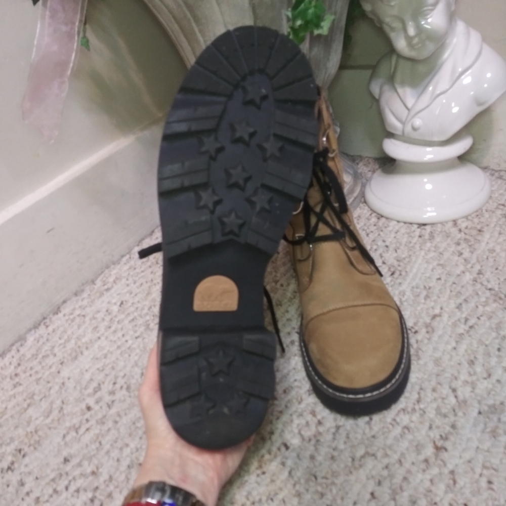 Sorel Joan Now Caribou Buff & Black Color Waterproof Leather Lace-Up Boots - Picture 11 of 12
